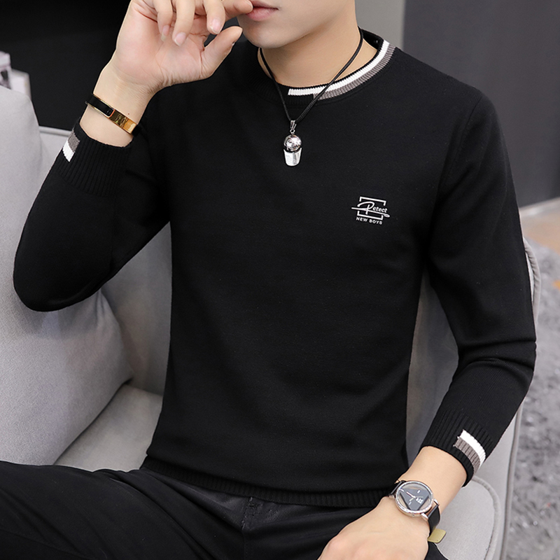 2019 mùa xuân và mùa thu đàn ông mới của áo len knitsweater Hàn Quốc phiên bản của xu hướng mỏng áo len giản dị Vòng cổ áo mùa thu nam