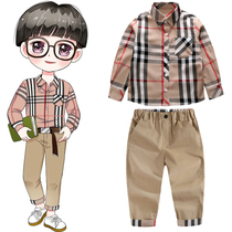 2021 Spring and Autumn Foreign Trade Europe and America new baby coat boys cotton long sleeve plaid shirt Classic