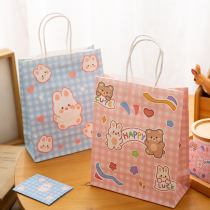 Cartoon ins Wind cute Korean wind cute bear Kraft paper bag snacks birthday companion shopping portable gift bag gift bag