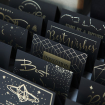 High-End Hot gilded birthday card to give boyfriend husband Korean birthday gift message card black half-fold greeting card