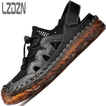 Driving Breathable Summer Mens Shoes Baotou Mens Sandals Real Leather Shoes Bull Gluten Bottom 2020 New Sports Prints Anadromous