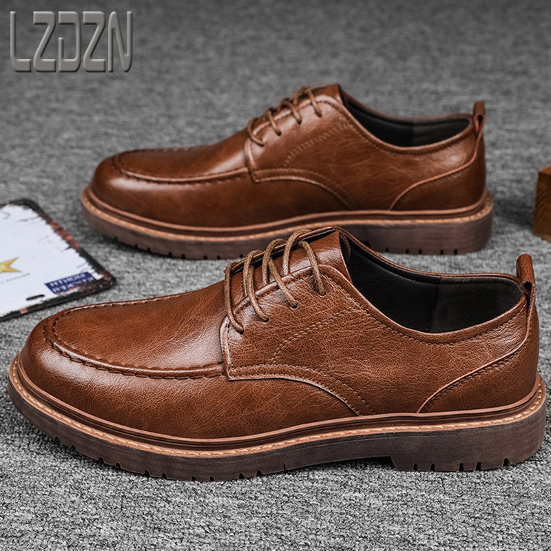 Workwear men's shoes large head leather shoes Chelsea low-top short Martin boots men's leather boots retro autumn men's