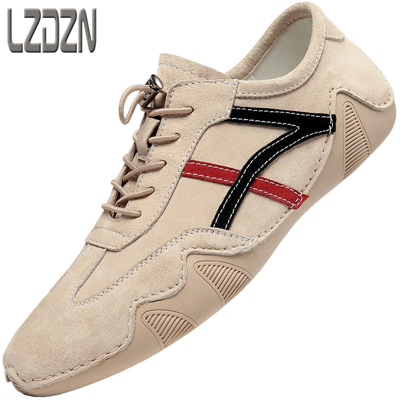 Men's leather shoes octopus peas without shoelaces handmade soft bottom British travel men's shoes casual European station all-match