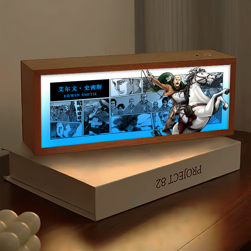 Attack on Titan Merchandise Light Painting Eren Mikasa Levi Ackerman Night Light Photo Frame Ornament Gift