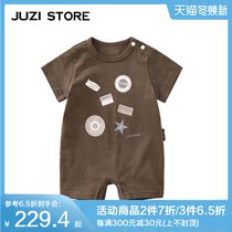 JUZI STORE Childrens Clothing Drawing Needle Rib Military Print Baby Onesie Unisex 1923541