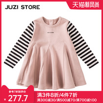 JUZI STORE CHILDRENs clothing large terry stitching knot jersey design dress long-sleeved girls 1836518