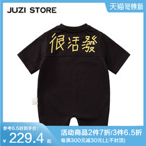 JUZI STORE childrens clothing mercerized coarse card cloth fluorescent printing baby jumpsuit unisex 1923528
