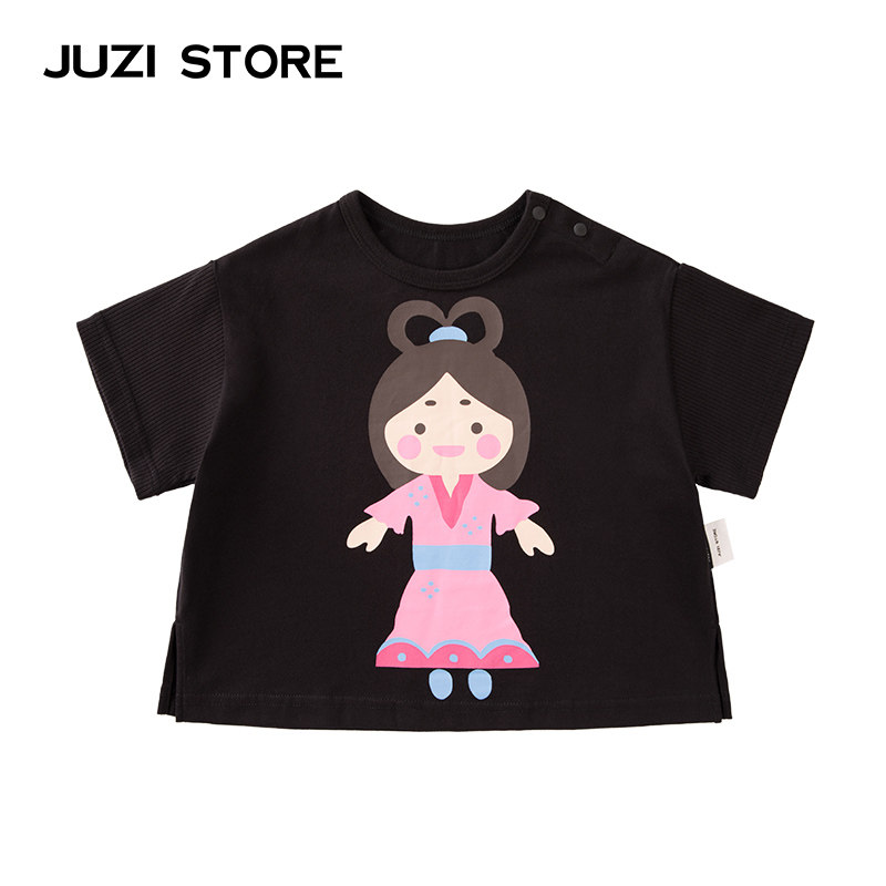 JUZI STORE Dress Combed Cotton Weave Women Printed Upper Short Sleeve T-shirt Neutral Boy Girl 1923241