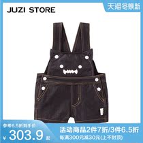 JUZI STORE childrens clothing knitted denim cat print overalls shorts unisex boys and girls 1830712