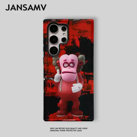KAWS Cartoon Ultra Hard Trendy Fashionable Phone Case: Pink Monkey Galaxy S24, Galaxy S24 Plus, Galaxy S24 Ultra, Galaxy S23, Galaxy S23 Plus, Galaxy S23 Ultra, Galaxy S22, Galaxy S22 Plus, Galaxy S22 Ultra
