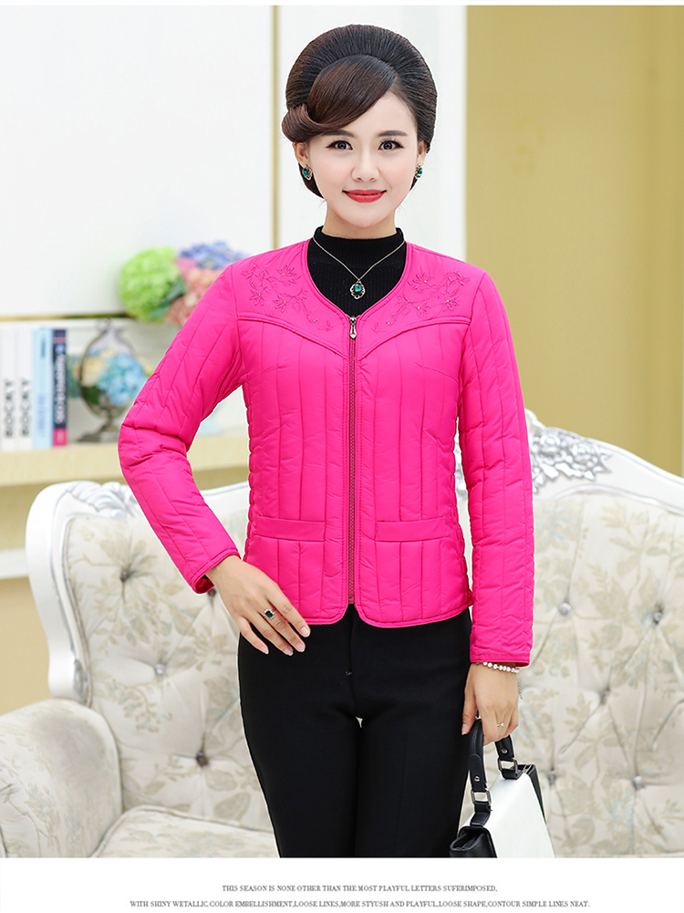 Các bà mẹ trung niên và già mặc áo khoác cotton nhỏ bên trong và bên ngoài để tăng áo khoác cotton ngắn cho nữ đầm dự tiệc cho người lớn tuổi