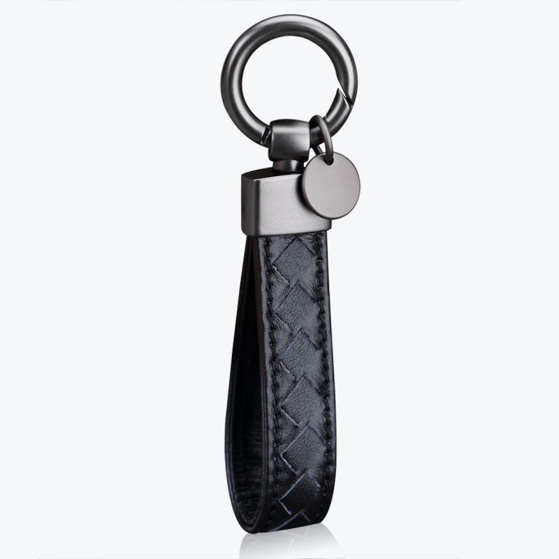 Car Woven Keychain for Men and Women, Genuine Leather Car Keychain Pendant, High-End Cowhide Key Chain Ornament, Key Ring