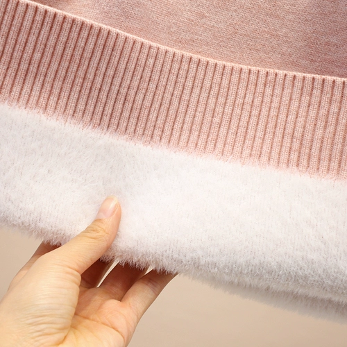 Демисезонный флисовый бархатный базовый приятный телу свитер, подходит для подростков, высокий воротник, увеличенная толщина, детская одежда