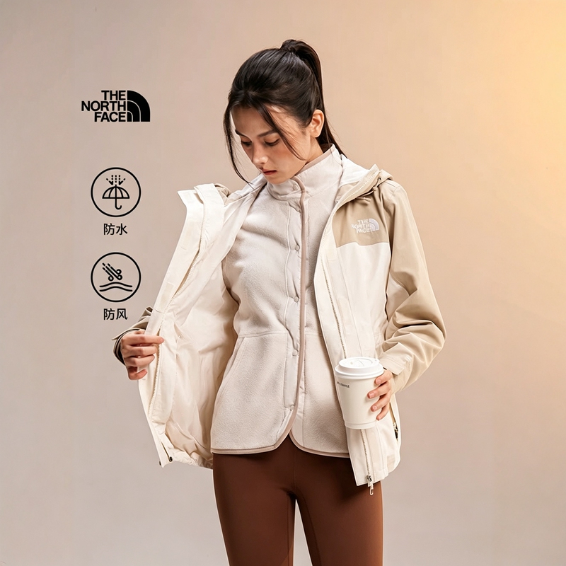Thenorthface Classic Women's Outdoor Waterproof Fleece Liner Three-In-One Jacket 8J6Z Thenorthface Classic Women's Outdoor Waterproof Fleece Liner Three-In-One Jacket 8J6Z