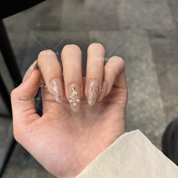 High-quality christmas atmosphere handmade hand-painted fireworks nail art finished patch