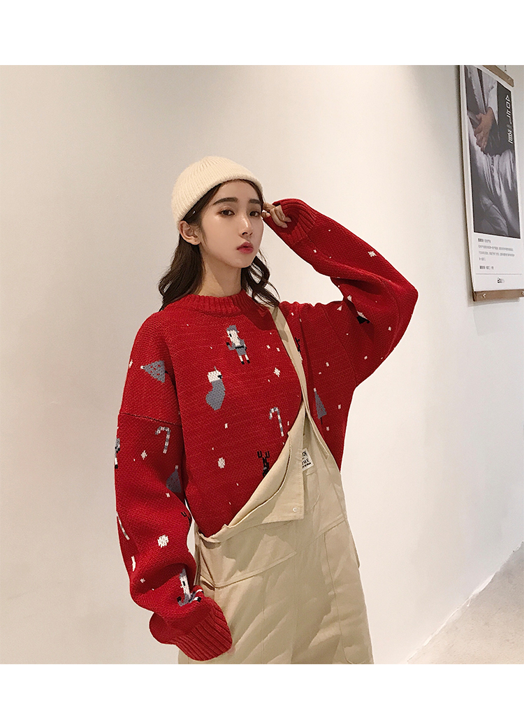 Những người yêu màu đỏ rất bất tử mặc áo len mùa thu và mùa đông thả lỏng một nam và một nữ tính khí đại học áo len nam trung niên