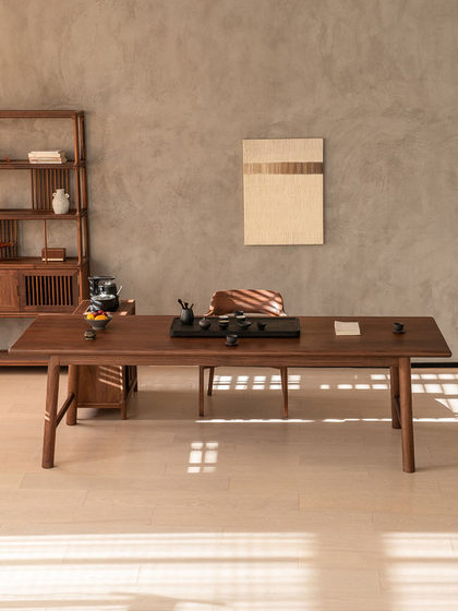 North American Black Walnut Tea Table and Chair Set, Transforming the Living Room into a Tea Room, Office Tea Table, Zen Song-Style Aesthetics