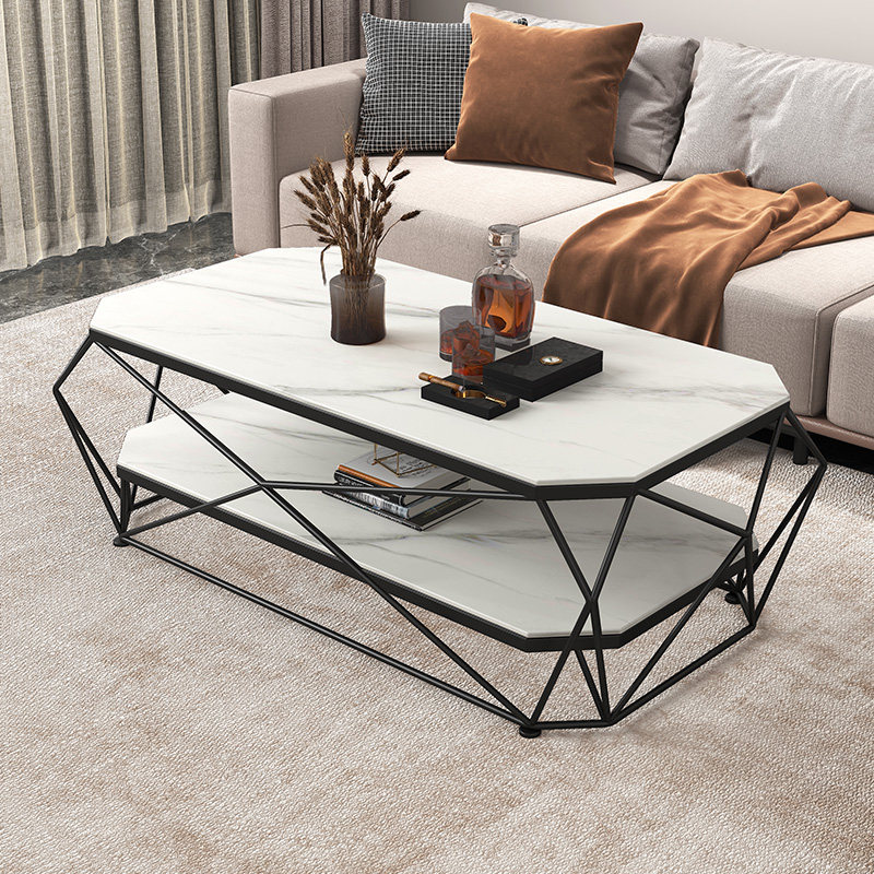 Tea Table Small Family Style Living Room Home Light Luxurious Modern Rock Plate Double Layer Minima Nordic Air Silence Free Installation Advanced Sensation