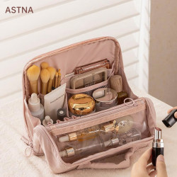 Cosmetic Bag Women's Standing Portable Large Capacity 2025 New arrival Classy Multi-function Brush Travel Cosmetics Bag