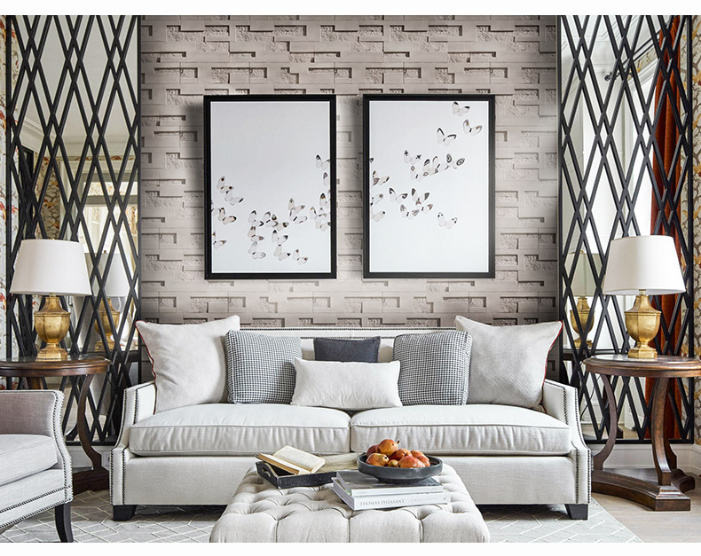 tivi sony 49 inch Trang trí với Jing Phường khảm màu be xám văn hóa màu trắng đá cổ gạch travertine TV nền tường hình nền âm thanh nổi gạch - TV tivi samsung