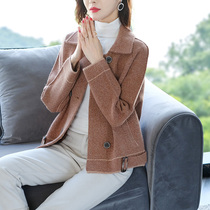 Spring and Autumn Short Jacket Womens February and August Needle Cardigan Autumn 2021 New Casual Foreign Style Lapel