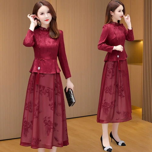 Свадебное платье, осеннее элитное ципао для матери, коллекция 2023, в западном стиле