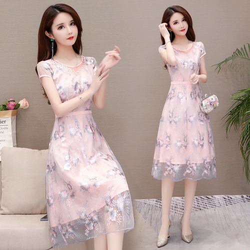 Летнее платье, элитная модная юбка для матери, 2025 года, городской стиль, с вышивкой