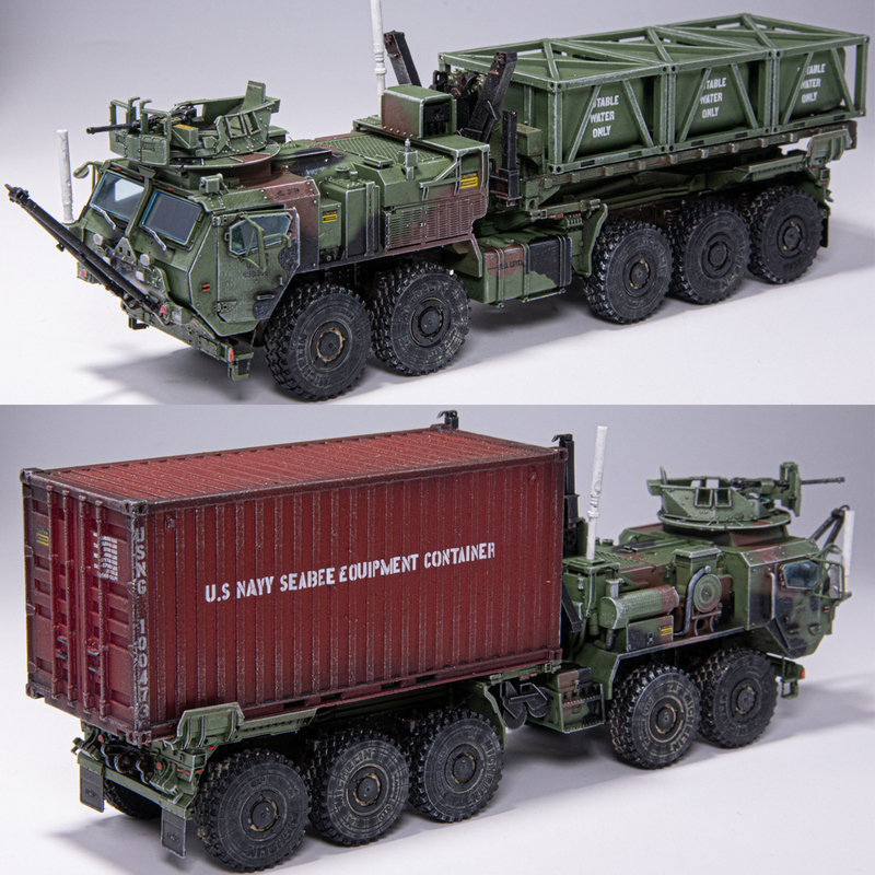 Am Oshkosh Pls Tactical Loading and Unloading Container with Two Containers, Finished Model of the Us Military Heavy-Duty Trailer