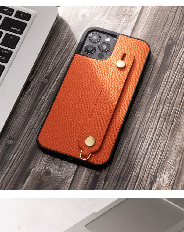 Hanatora Wrist Wrap Genuine Leather Minimal 15, 15 Plus, 15 Pro, 15 Pro Max iPhone Case
