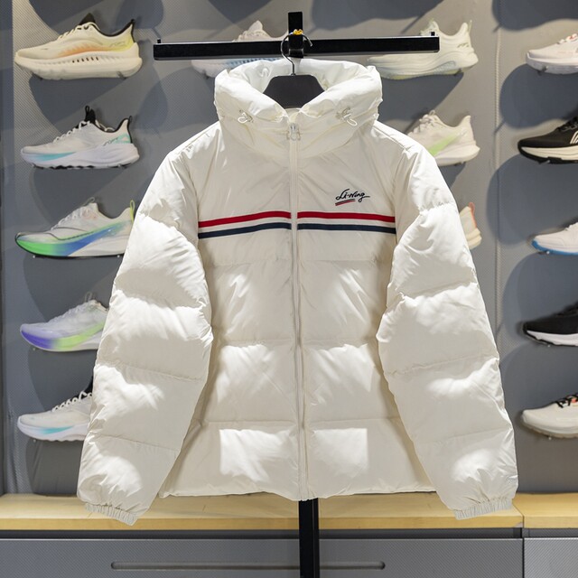Li Ning warm hooded short women's down jacket