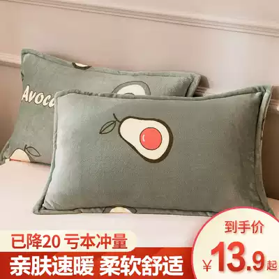 Milk flannel pillowcase single winter fluff Suede single crystal coral velvet pillowcase a pair of Pat 2