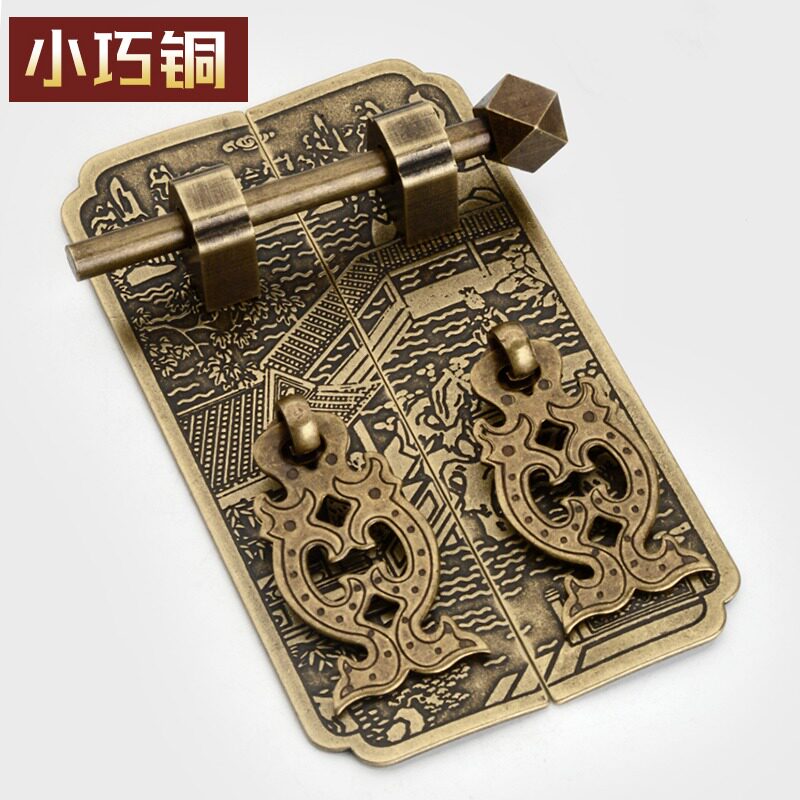 Chinese imitation antique pure copper cabinet door handle cabinet bookcase wardrobe wardrobe whole cabinet door handle classical red wood furniture accessories