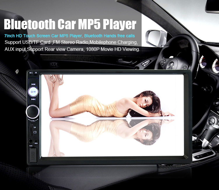 Guard the Dragon 7-inch double-spindle vehicle MP5 Card-in-card car MP4 player supports Bluetooth talk reversing priority