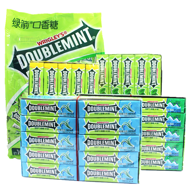 Green Arrow chewing gum 5 pieces of stick Wrigley original mint flavor 100 pieces of packaged chewing gum throat lozenges for leisure snacks