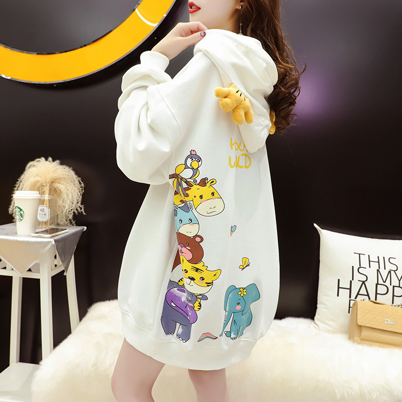 Pregnancy Woman Dress Spring New long sleeves T-shirt slim fit Loose Necrotsuit Fat Mm Large Size Loose Medium Long Version Jacket