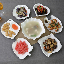 Creative plate Ceramic pure white tableware Household dish plate Soup plate Breakfast inventory heart fruit plate set