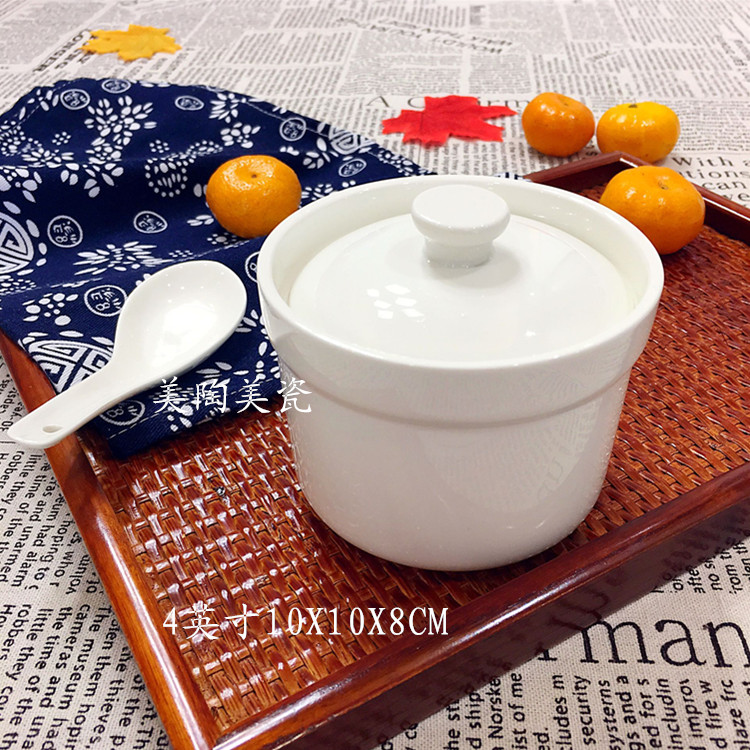 Tai gốm trắng tinh, nước, hầm, mực, vây, tráng miệng, hầm, thuốc bổ, thuốc, trứng hấp, khách sạn, bộ đồ ăn, súp dĩa nhỏ
