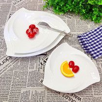 European Western steak flat plate Ceramic hotel tableware plate Household dish plate Pure white creative shallow plate