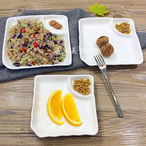 Sushi square plate Western flat plate Household dish plate pure white ceramic plate Dinner plate Fruit hotel plate