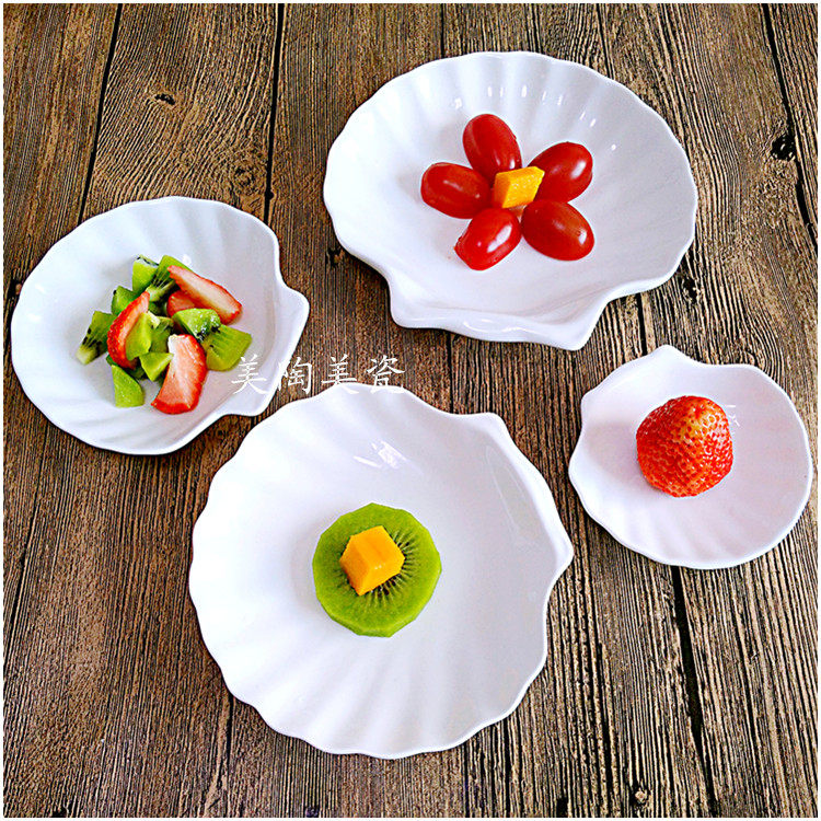 Creative western plate hotel tableware pure white European-style ceramic plate home cake snack plate special-shaped plate
