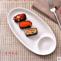 Dumpling plate Hotel tableware plate Western plate Pure white household dish plate Sushi plate Flat plate Ceramic plate