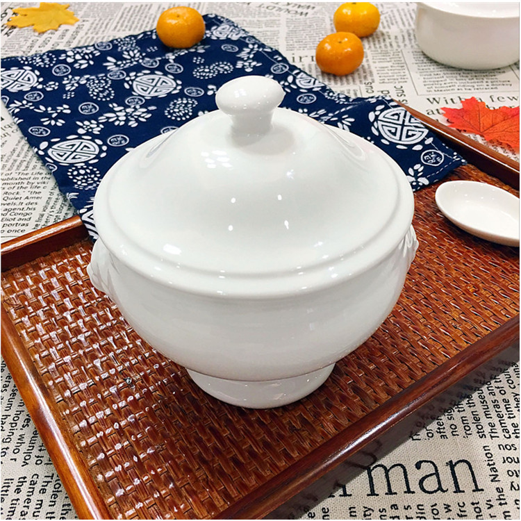 Tai gốm trắng tinh, nước, hầm, mực, vây, tráng miệng, hầm, thuốc bổ, thuốc, trứng hấp, khách sạn, bộ đồ ăn, súp dĩa nhỏ