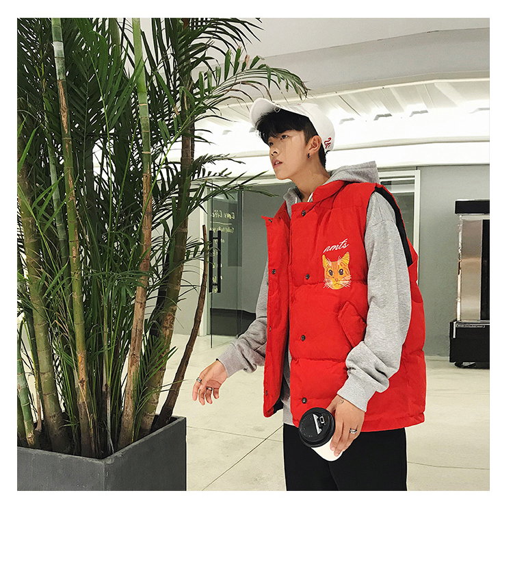 Vest nam mùa thu và mùa đông kitten coat ấm quần áo vest Hàn Quốc thanh niên siêu kích thước lớn các cặp vợ chồng vest cotton coat áo khoác bóng chày