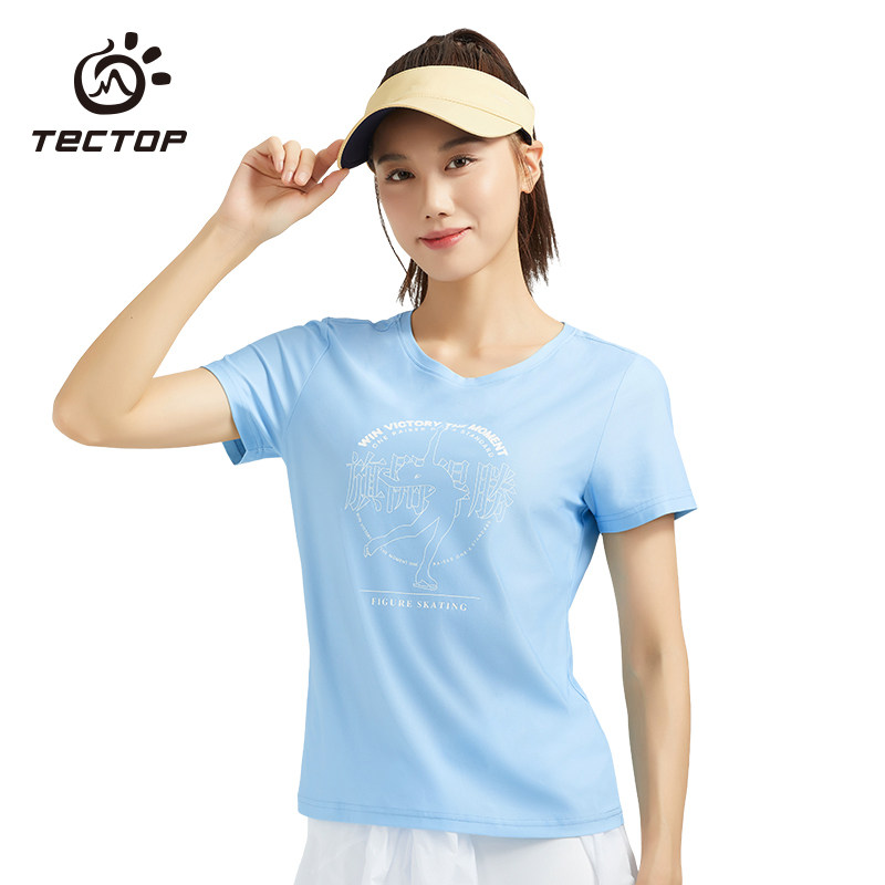 TECTOP outdoor quick-drying T-shirt women's light and breathable quick-drying comfortable sports badminton shirt short-sleeved fitness