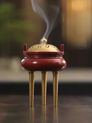 Gongde Square Ruyi Hollow incense burner pure copper high three-legged Xuande home indoor ring sandalwood stove Zen ornaments