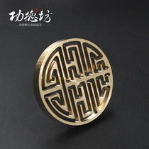 Merit square Pure copper incense seal mold Incense Road starter set Pure copper Tuo set Incense pressed incense seal Incense Tuo