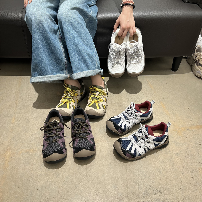 Korean Style Trendy Ugly-Cute Hiking Shoes for Women 2025 New Mesh Outdoor Walking Shoes Versatile Breathable Casual Sports Shoes