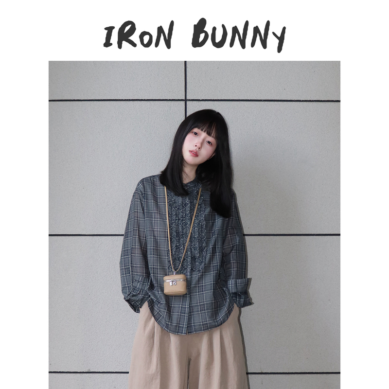 Iron Bunny | Japanese-Style Handmade Lace Lightweight Mulberry Silk Long-Staple Cotton Plaid Long-Sleeve Shirt