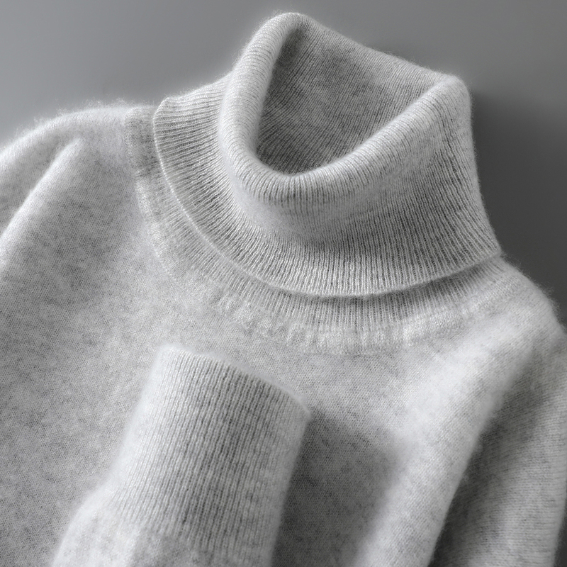 New Autumn and Winter High Collar 100% Pure Wool Sweater Men's Pullover Base Sweater Men's Loose Knitted Cashmere Sweater