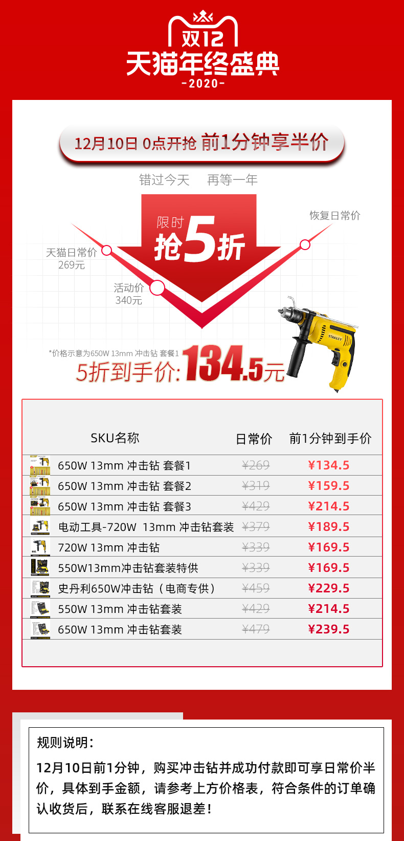 顶级工具品牌 美国 史丹利 冲击钻 多功能电动工具箱 图1